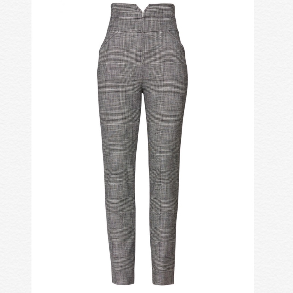 REBECCA TAYLOR NOTCH HIGH WAIST GLEN PLAID PANTS - Picture 2 of 7